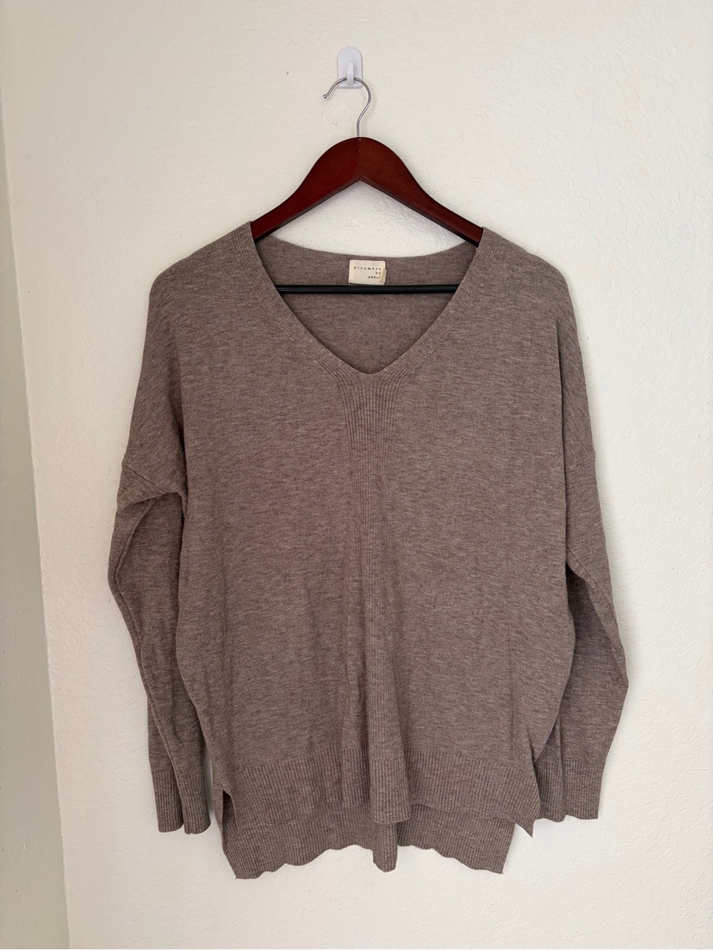 Dreamers by Debut Taupe V-Neck Knit Top